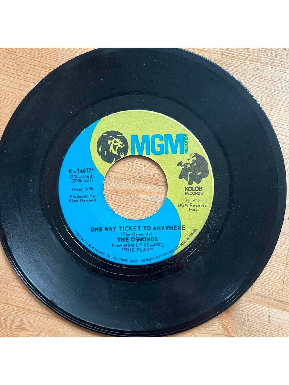 The Osmonds - One Way Ticket to Anywhere/Let me In 45rpm VG+ R10